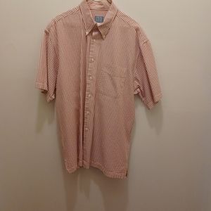 jos a bank  Red ,White Striped Button Down Shortsleeve Mens Large Pre Owned